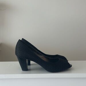 Coach Black Textured Peep-Toe Heels